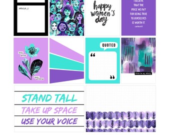 Women's Day Printable Journaling Cards for Scrapbooking, Art Journaling, Planners, Crafting