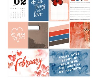 February 2025 Printable Journaling Cards for Scrapbooking, Art Journaling, Planners, Crafting