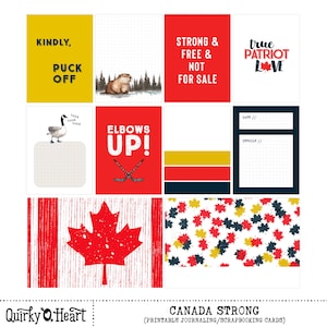 Cartes de journalisation imprimables Canada Strong pour scrapbooking, journalisation artistique, agendas, travaux manuels