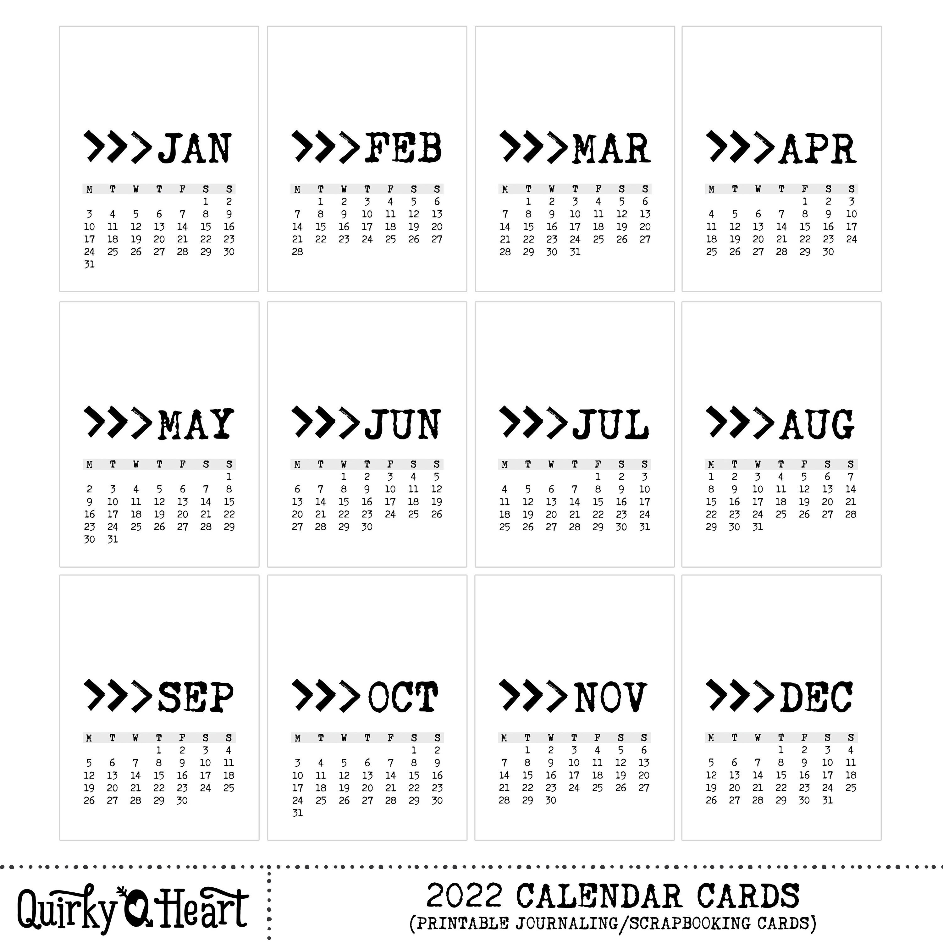 Calendars & Planners 2022 Calendar Cards Paper