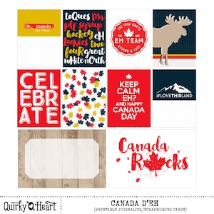Cartes de journalisation imprimables Canada D'eh pour le scrapbooking, la journalisation artistique, les agendas et la création