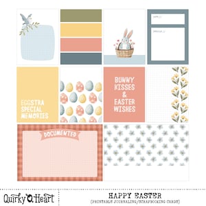 Cartes de journalisation imprimables Joyeuses Pâques pour scrapbooking, journalisation artistique, agendas, travaux manuels