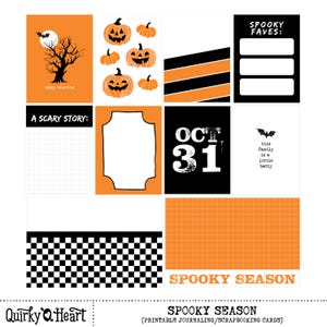 Cartes de journalisation imprimables Spooky Season pour scrapbooking, journalisation artistique, agendas, travaux manuels
