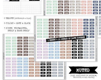 Printable Date Covers for Hobonichi Cousin A5 Weekly Planner Stickers for planning journaling