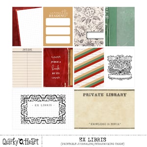 Cartes de journalisation imprimables Ex Libris pour scrapbooking, journalisation artistique, agendas, couverture Kindle