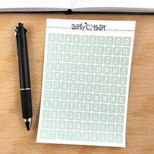 Alphabet pour machine à écrire : vert menthe | Stickers pour agendas, artisans, bullet journal, scrapbooking, 4,75 x 6,75 pouces