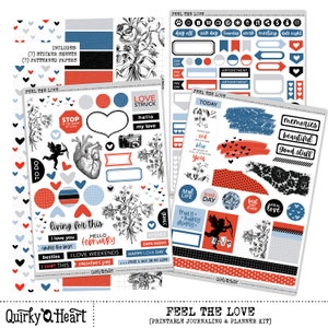 Feel The Love digital printable planner stickers, scrapbooking, journaling