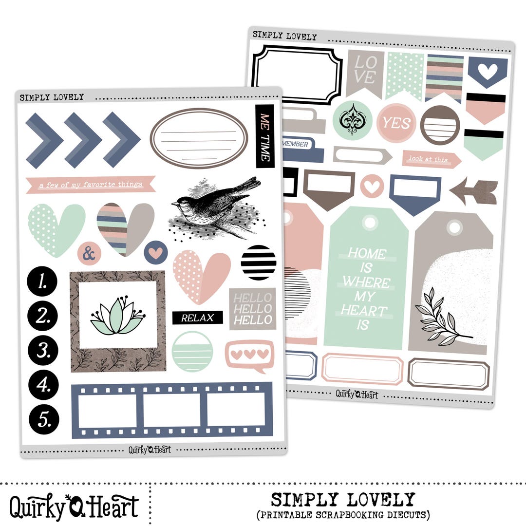 Simply Lovely Printable Diecuts and Journal Cards for Scrapbooking ...