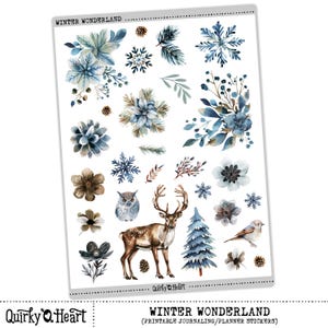 Naklejki do wydrukowania Winter Wonderland do planowania, prowadzenia dziennika i scrapbookingu