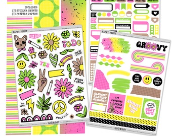 Happy Vibes Printable planner scrapbooking journaling stickers