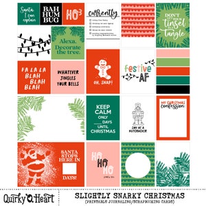 Iets Snarky kerstafdrukbare digitale journalingkaarten voor scrapbooking, projectleven
