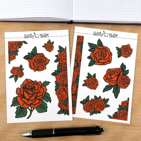 Red Roses stickers | Planner and bullet journaling stickers, 4.75x6.75"