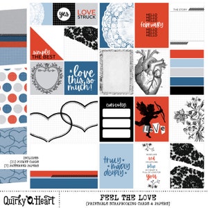 Feel The Love Cartes de journalisation imprimables pour scrapbooking, journalisation artistique, agendas
