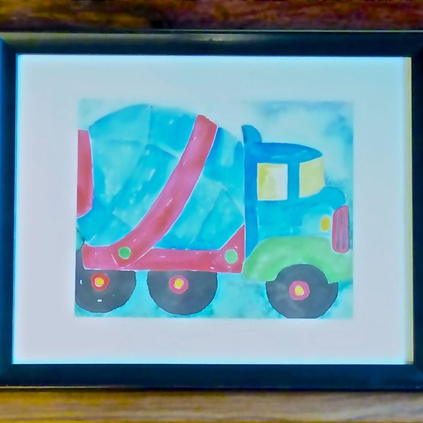 TRIO of GICLEE PRINTS ~ Three Framed Prints Of Big Trucks ~ Perfect For Little Boy's Room or Nursery ~ Watercolor Prints by Nancy Boecker