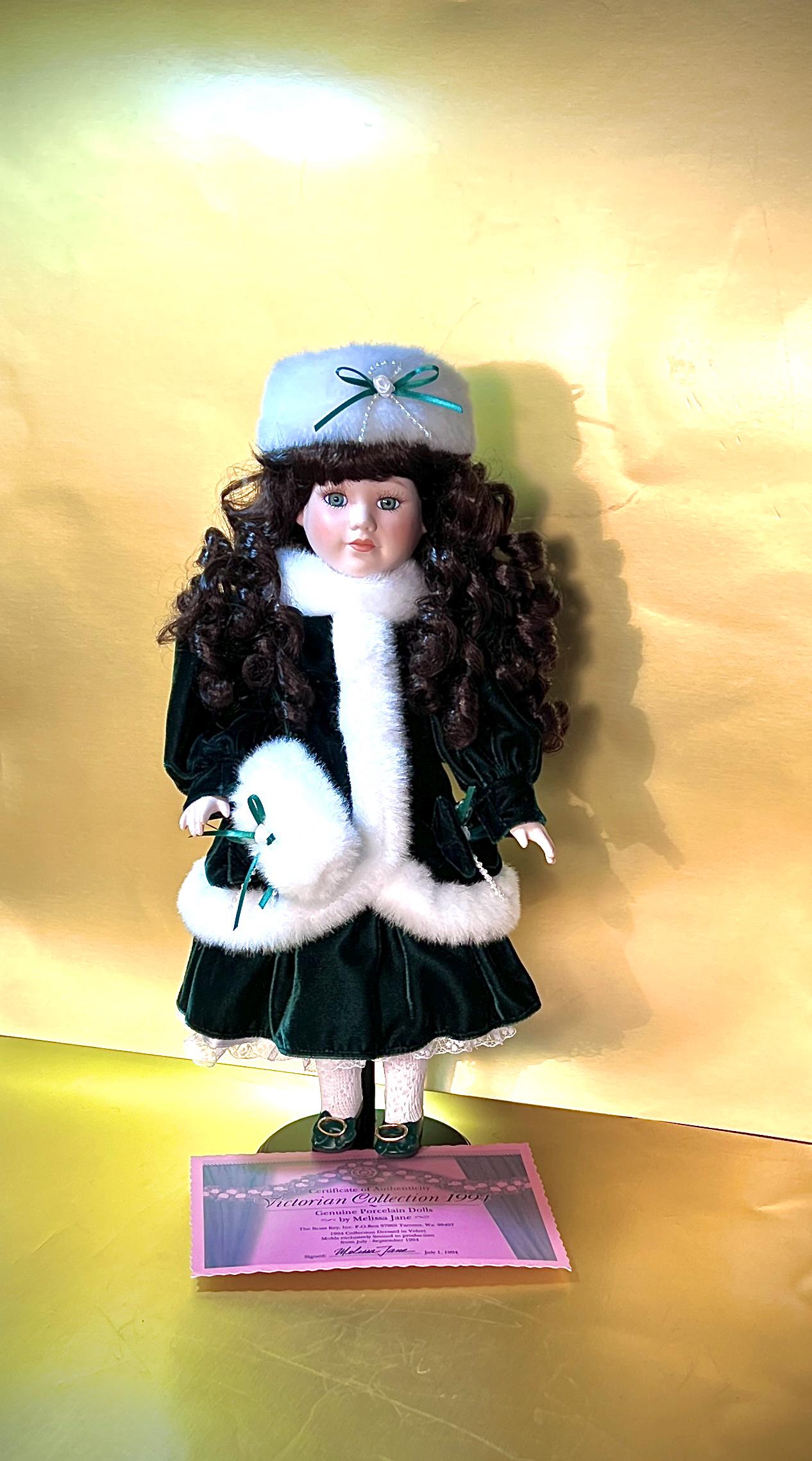 Melissa Jane Porcelain Doll: 1994 Victorian Collection, Green