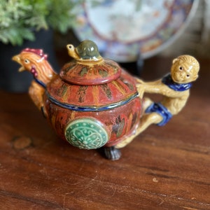 TEAPOT ~ DECORATIVE TEAPOT ~ Teapot Collectors ~ Very Nice and Whimsical For Your Collection ~ Rooster, Monkey and Snail ~ Mint Condition