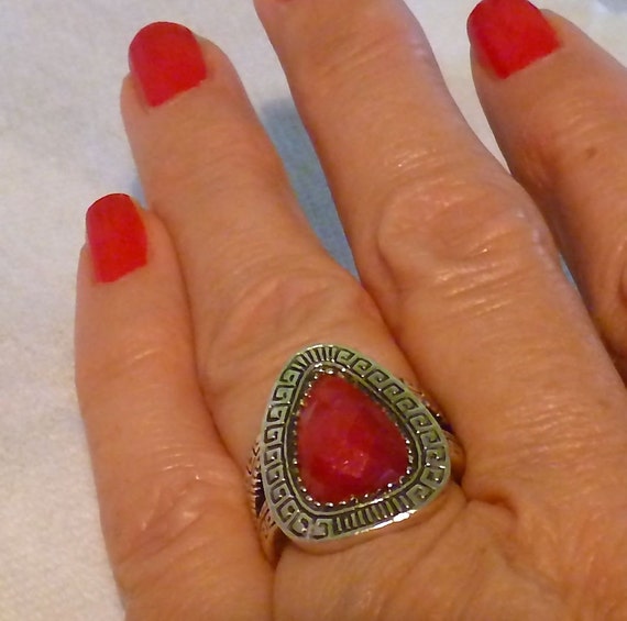 Seductive Faceted Ruby Ring ~ Teardrop Natural Ru… - image 5
