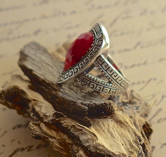 Seductive Faceted Ruby Ring ~ Teardrop Natural Ru… - image 4