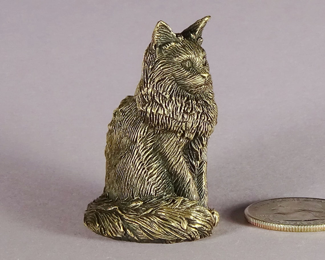Maine Coon Cat Figurine Bronze Cat Lover Gift for Him or Her Etsy