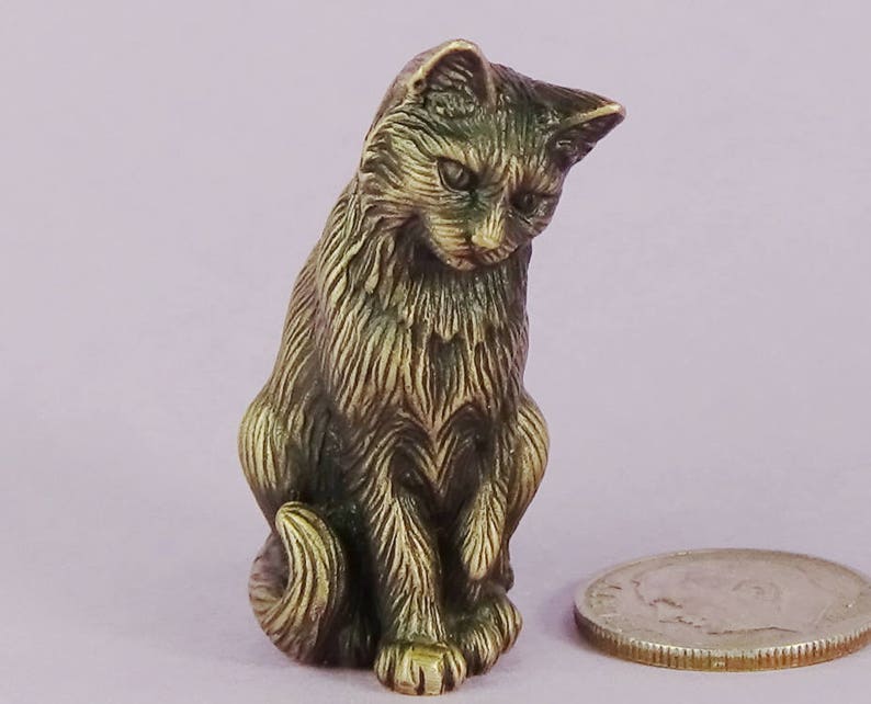 Sitting Cat Figurine Small Solid Bronze Cat Cat Lover Gift for Him or Her Small Bronze Cat Sculpture Cat of Mine Mini Cat Sculpture