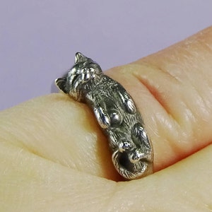 Sterling Silver Sleeping Kitten Ring,Cat Lover Gift For Her,Handmade Silver Kitten Ring,Cat of Mine Sculpted Kitten Ring,Statement Cat Ring