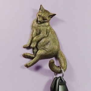 Handmade Bronze Cat Tail Hook: Whimsical Wall Art