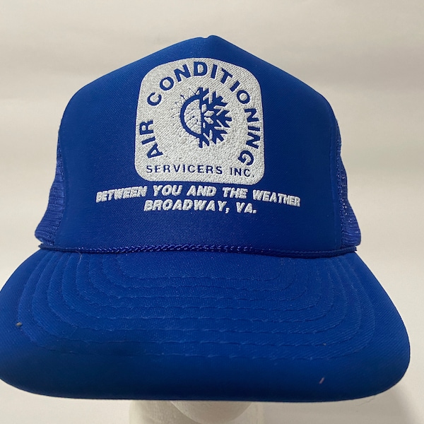 Vintage Air Conditioning Logo Trucker Hat Rope Lined Blue