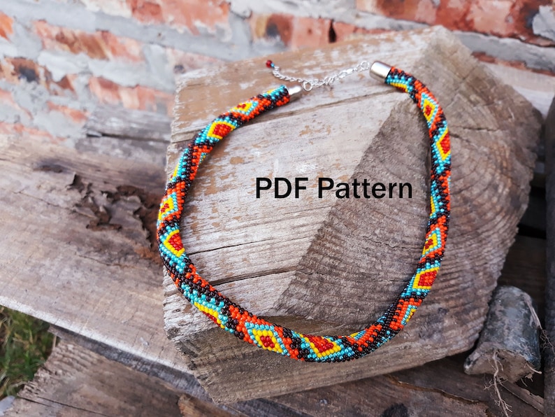 Indian jewelry PDF Pattern Native American Beadwork bracelet Beaded Crochet Rope bracelet