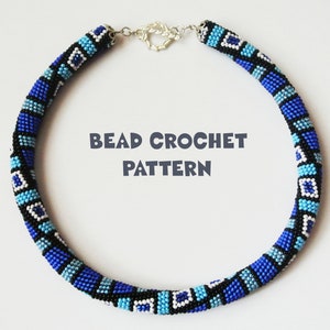 Bead crochet pattern &quot;Blue crystal&quot;, Bead crochet rope pattern necklace or bracelet, Geometric pattern, Seed bead pattern, PDF tutorial