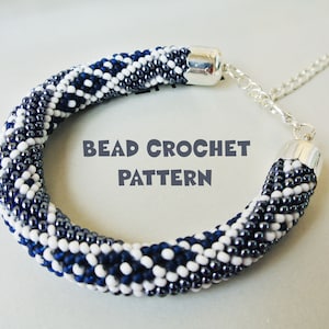 Bead crochet pattern &quot;Victoria&quot;, Bead crochet rope pattern necklace or bracelet, Geometric pattern, Seed bead pattern, PDF Instant Download