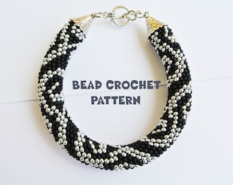 PDF Pattern for bead crochet necklace or bracelet "Curls", Bead crochet pattern , Bead crochet rope pattern, DIY Necklace, Seed bead pattern
