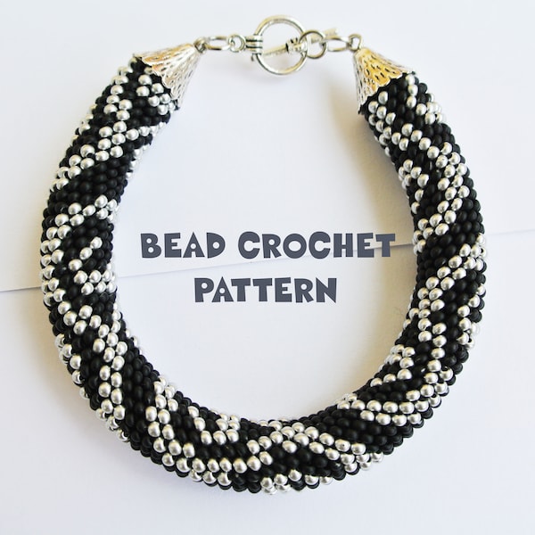 PDF Pattern for bead crochet necklace or bracelet "Curls", Bead crochet pattern , Bead crochet rope pattern, DIY Necklace, Seed bead pattern