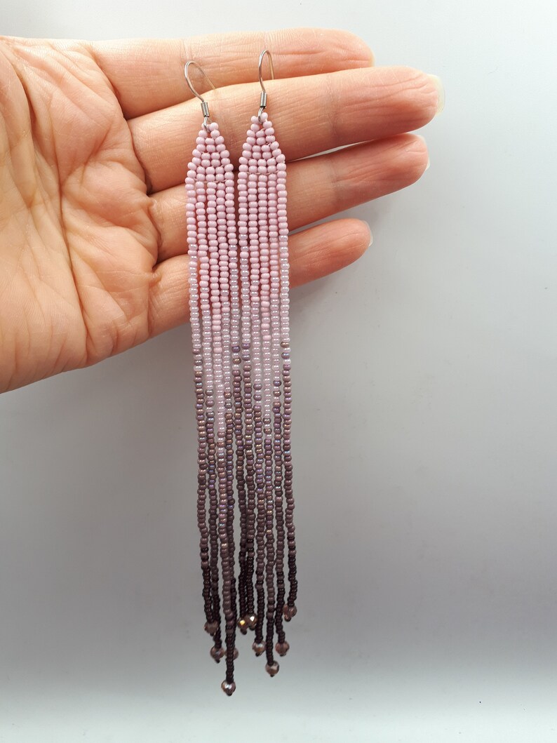Extra Long Seed Bead Earrings Statement Evening Earrings Etsy