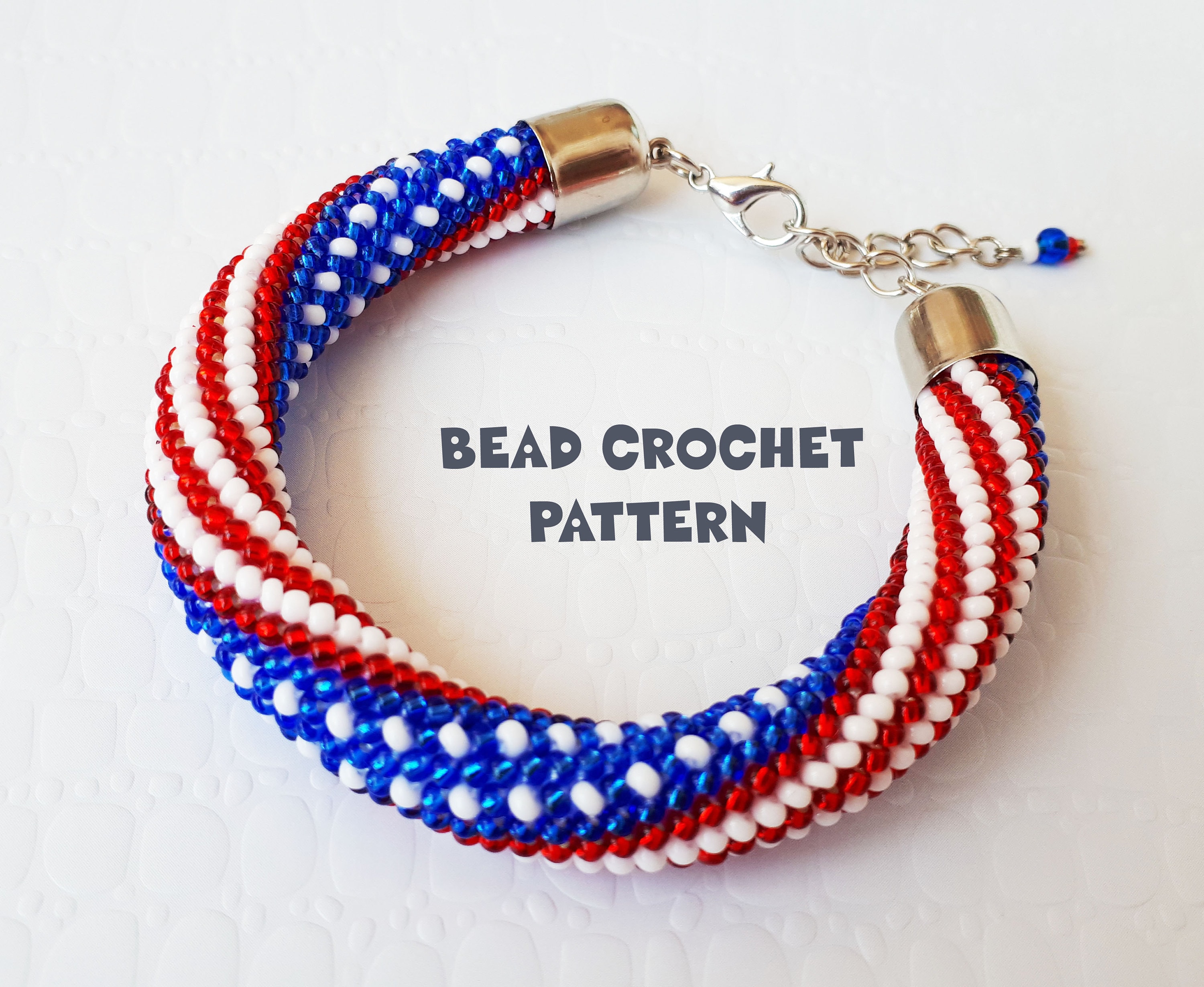 30 Beaded Crochet Patterns to Add Sparkle, Texture, and Giftable Charm 28 USA Flag Bead Crochet Rope Pattern