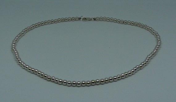 4mm Sterling Silver Beaded Necklace 16" Long