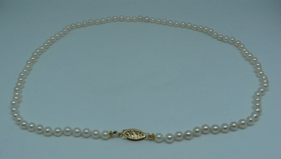 Akoya White 4.0 mm - 4.5 mm Pearl Necklace 14k Yellow Gold Clasp 18 Inches Long