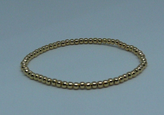 2mm 14k Gold Filled Beaded Bracelet 4.5" Long