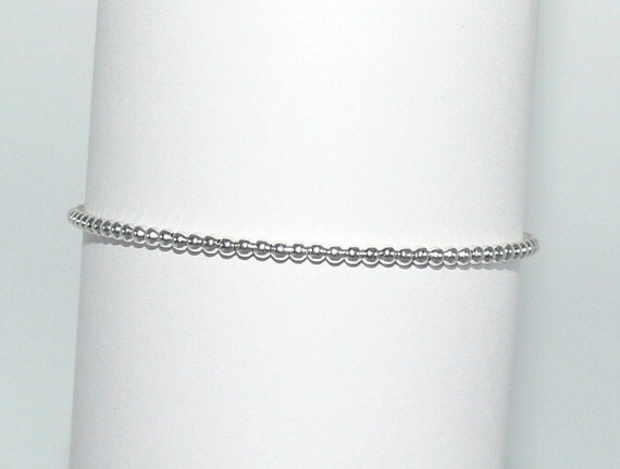 2mm Sterling Silver Beaded Bracelet 6.5" Long