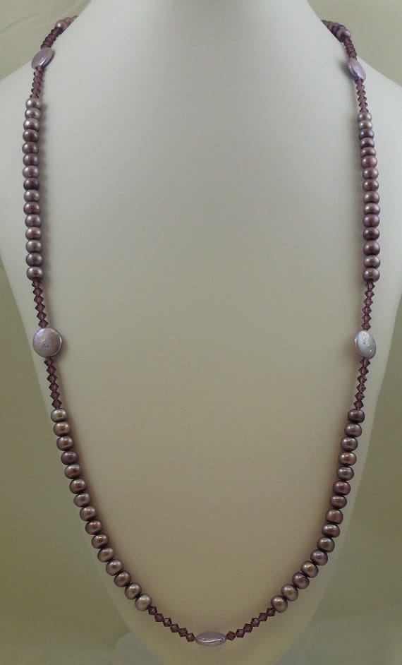 Freshwater Purple Pearls with Purple Austrian Crystals