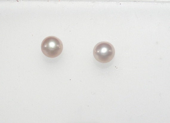 Freshwater Pink Pearl Stud Earrings 14k Yellow Gold Post and Push Backs