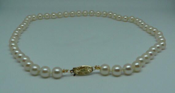 Akoya White 7.0 mm - 7.5 mm Pearl Necklace 14k Yellow Gold Clasp 18 Inches Long