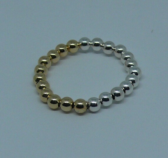 3mm 14k Gold Filled and Sterling Silver Beaded Ring