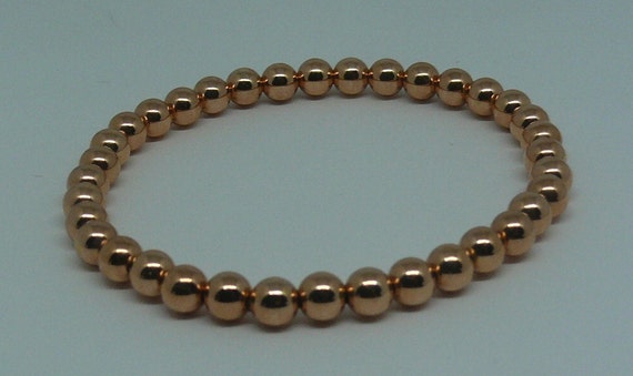 5mm 14k Rose Gold-Filled Beaded Bracelet 7" Long