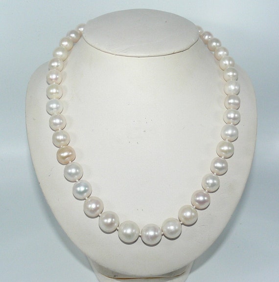 Freshwater White 10.0 mm - 13.5 mm Pearl Necklace with 14k Yellow Gold Clasp