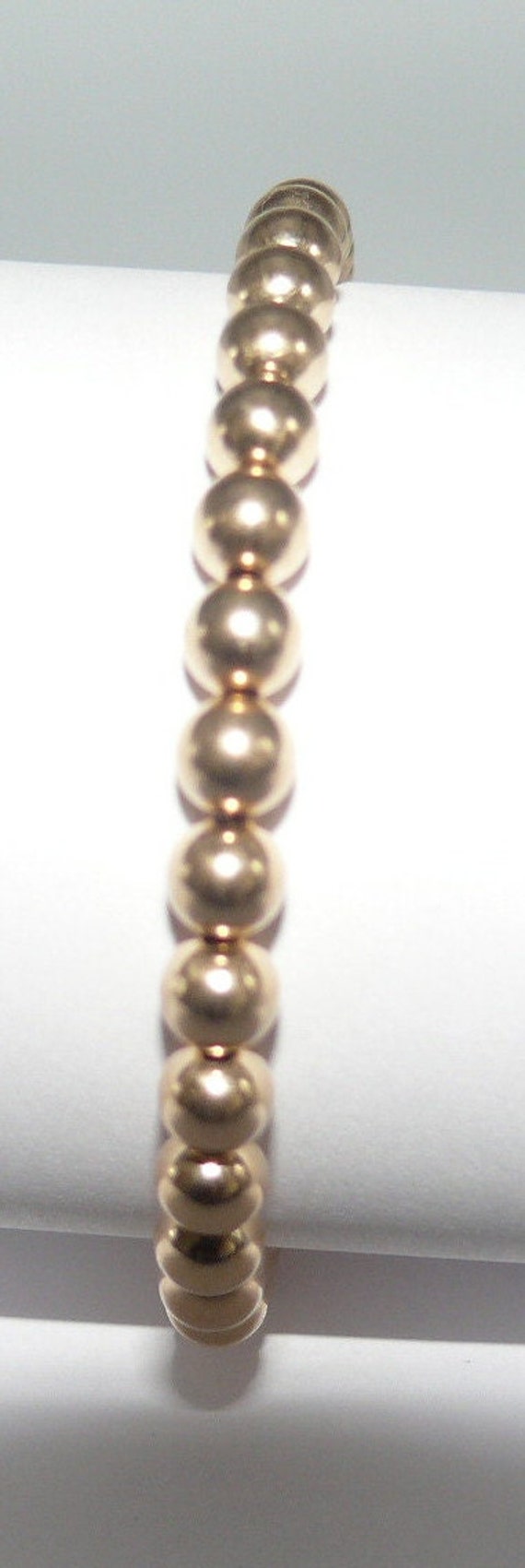 5mm 14k Gold Filled Beaded Bracelet 6.5" Long