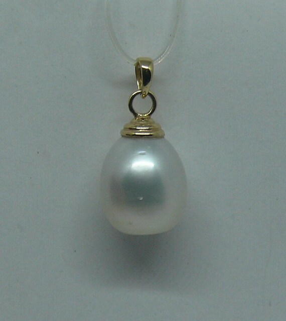 South Sea White Pearl 11.4 mm x 12.5 mm Pendant 14k Yellow Gold