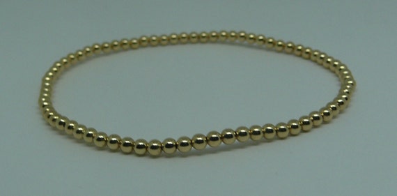 3mm 14k Gold Filled Beaded Bracelet 8" Long