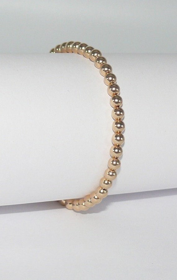 4mm 14k Gold Filled Beaded Bracelet 6.5" Long