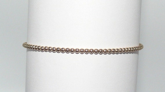 2mm 14k Gold Filled Beaded Bracelet 6.5" Long