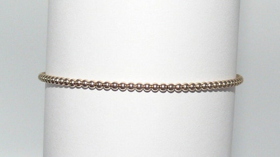 2mm 14k Gold Filled Beaded Bracelet 6.5" Long